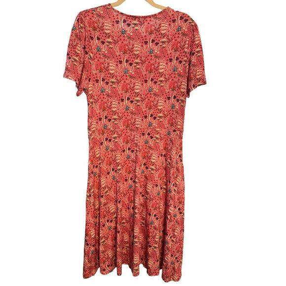 Boden midi jersey dress pockets pink floral A-line size 10L - Picture 2 of 12